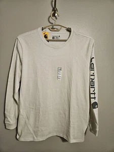 Carhartt Womens Loose Fit Heavy Duty Long Sleeve T-Shirt Malt Cotton Arm Logo XL - Picture 1 of 7