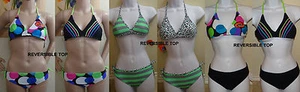 O'RAGEOUS REVERSIBLE halter swim top &circle/black or striped bottoms,7,10,12,14 - Picture 1 of 18