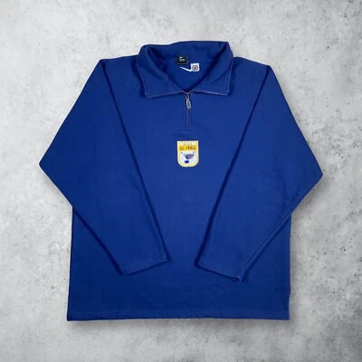 Vintage Nike Team St. Louis Blues NHL Quarter Zip Sweatshirt Blue Size XL - Image 1 of 4