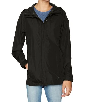 Jaqueta de chuva feminina White Sierra leve com capuz impermeável com zíper, preta, G - Imagem 1 de 4