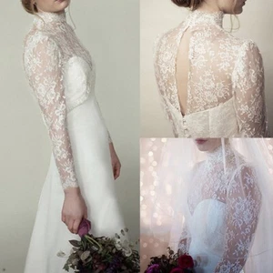 Chaqueta de novia de encaje blanca mangas largas novia boda top accesorios sin vestidos - Imagen 1 de 11