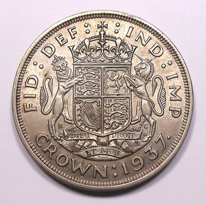 Great Britain 1937 Silver Crown CH AU Beauty 1st Year King George VI KEY UK Coin - Picture 1 of 2