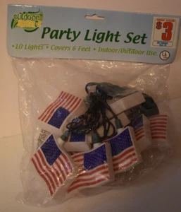 Outdoor Akzente Amerikanische Flagge Party Terrasse Licht Set 10 Fahnen - Bild 1 von 5