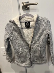 Reebok Gray Oatmeal Full Zip Up Girls’ Sherpa Lined Hoodie Jacket Size 7/8 - Picture 1 of 7