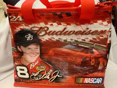 Dale Earnhardt Jr Budweiser COOLER -24 Can Insulated Soft Sided Tote Bag Nascar Cover