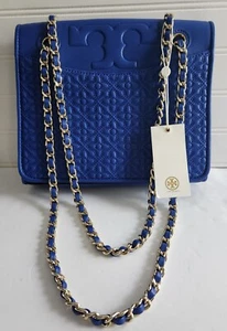 Tory Burch Bryant Convertible Chain Shoulder Bag Songbird Blue NWT Leather Quilt - Picture 1 of 20