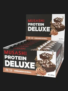 New Musashi Protein Deluxe Bar Cinnamon Scroll 60g x 12 High Protein Bars - Picture 1 of 2