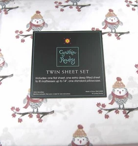 Cynthia Rowely 3 Pc Twin Sheet Set 100% Microfiber Cold Weather Birds - Picture 1 of 2