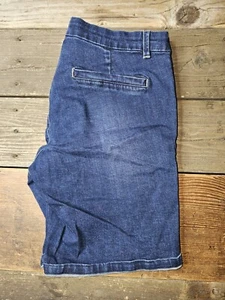 Nanette Lepore Women Denim Jean Shorts Bermuda 10W Stretch High Rise Dark Wash - Picture 1 of 6