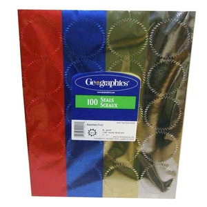 Foil Seal Labels, 200 Total (50 Gold, 50 Silver, 50 Red, 50 Blue), 2" Diameter  - Picture 1 of 3