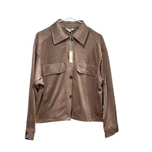 NWT Max Studio Faux Suede Bomber Jacket Mauve- Women's Large - Luxury - Picture 1 of 7
