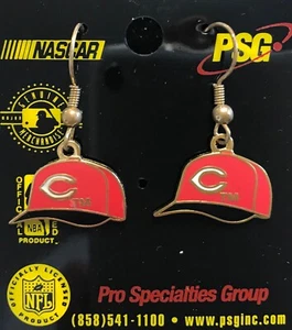 Cincinnati Reds Cap Logo J Hook Dangle Earrings NEW - Picture 1 of 1