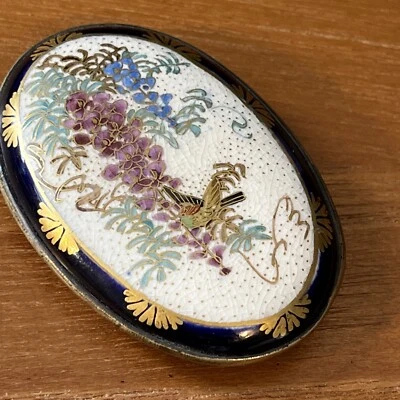 Antique Rare Victorian Floral Enamel Gold Gilded Belt Buckle Ornate On Brass - Image 1 of 4