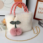 Women's Winter Cute Cherry Plush Handbag Fashion Chain Shoulder Crossbody Ba _cu