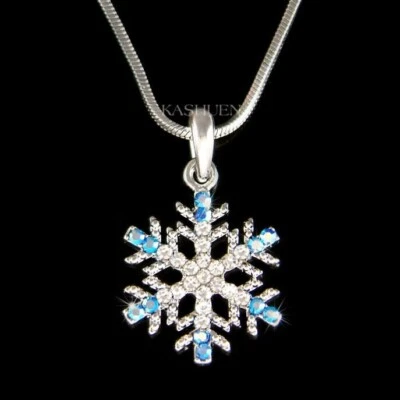 ~Blaue SNOWFLAKE~ Aus Swarovski-Kristall Weihnachts-Halskette Schmuck - Bild 1 von 2