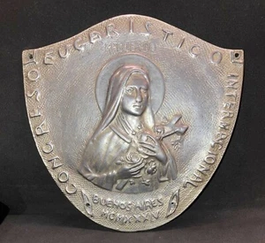 ARGENTINIEN BS. AS. 1934 EUCHARISTISCHER KONGRESS SOUVENIR ST. THERESE PLAKETTE 350 GRS - Bild 1 von 12