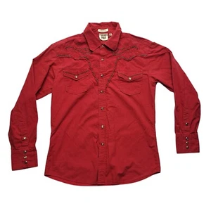 Franky Max Men's Western Shirt M Red Pearl Snap Button Up Long Sleeve - Picture 1 of 8