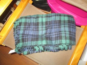 LANE BRYANT Blue & Green Plaid Large Blanket Scarf Wrap Fringe Approx 30" x 80"! - Picture 1 of 1