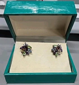 Suzanne Somers Beautiful Multi-Colored Gem Earrings - Picture 1 of 3