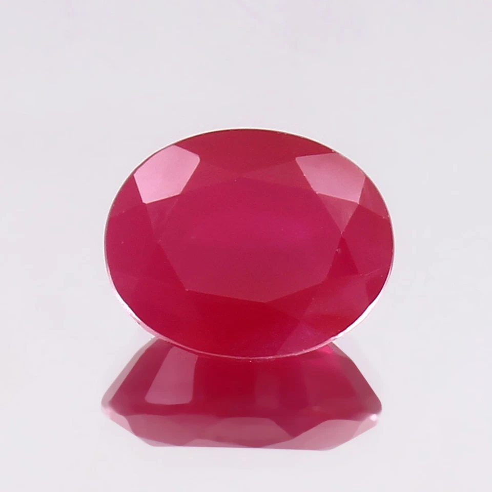 Lab Created Ruby Corundum Oval Faceted AAA Loose Gemstones ( 12x16x7 mm ) - Image 1 of 4