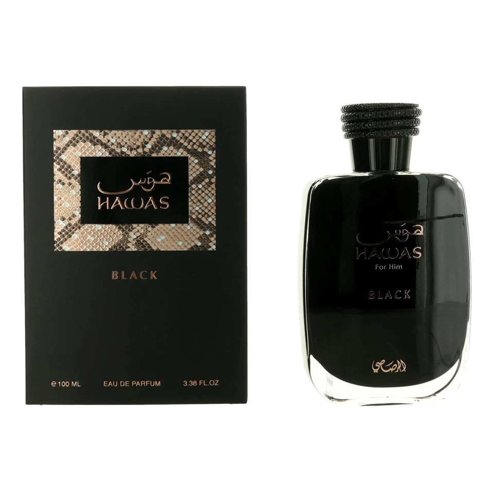 Rasasi Hawas Black for MEN Eau De Parfum Spray 3.4 FL OZ / 100 ML EDP -