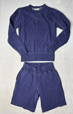 Wallace & Barnes J Crew Sweatshirt Mens Blue Crewneck & Shorts Set Size Xs - Image 1 of 4