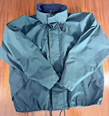 Lands' End Men’s XL Green Lightweight Full Zip Windbreaker Jacket Hood 90s Vinta - Image 1 of 4