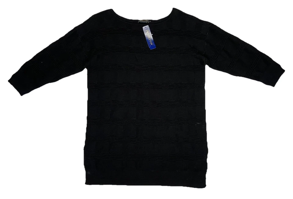 *NEW* Pendleton Jamison Square Waffle-Knit Women's Black Lightweight Top; M - Image 1 of 4