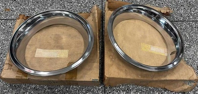 1969 1970 Chevelle Camaro Nova SS GTO 14x7 NOS GM 9796919 Wheel Trim Rings Pair - Image 1 of 4