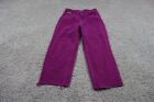 Empyre Pants Womens 8 Purple Tori Straight Leg Fray Hem Corduroy Skater Cotton