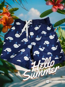 Antiguo bañador azul marino bebé niño - 6-12M - ballenas azul marino - Imagen 1 de 10