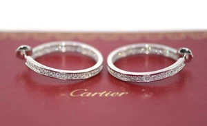Cartier Diamond 18K White Gold Large Inside Out Hoop Earrings - Picture 1 of 5