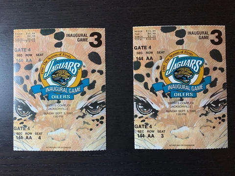 (2) 1995 JACKSONVILLE JAGUARS vs HOUSTON OILERS INAUGURAL GAME 3 USED TICKETS! Cover