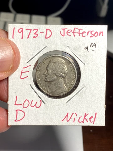 1973 D United States 5 Cents Error Coin - Low Mint Mark Cover
