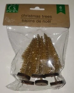 Crafter's Square Mini Weihnachtsbaum Gold 6 Bäume Dorf? Bahnsteig? - Bild 1 von 4