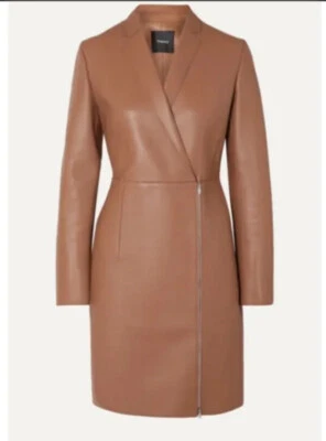 Nuevo abrigo de cuero Theory sin etiquetas en camel talla 4 $1995 RARO Foto 1 de 4