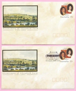 AUSTRALIA 1993 Pair of PSE's - FDC & Mint - Bicentenary of ELIZABETH FARM - Shs - Picture 1 of 2