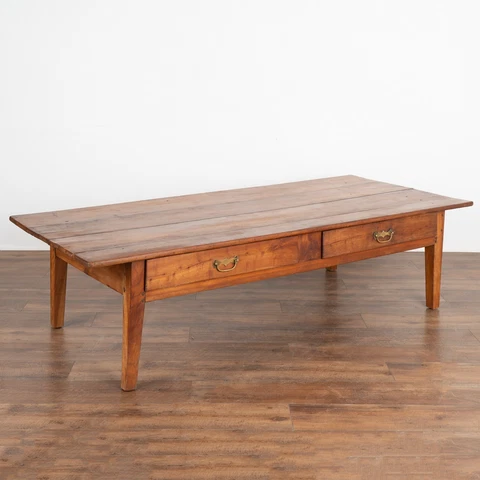 Large French Country Cherry Wood Coffee Table, circa 1820-40 Cover