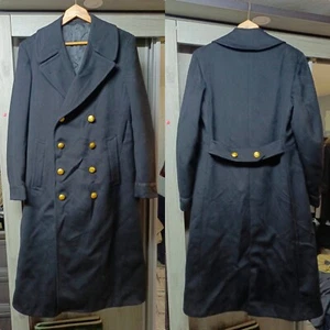 1940s WWII Vintage all worsted US Navy db gold buttons belted bridge coat 40L - Picture 1 of 18
