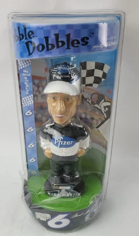 Mark Martin 6 Nascar Bobblehead By Bobble Dobbles 8” Tall Pfizer New Sealed Cover