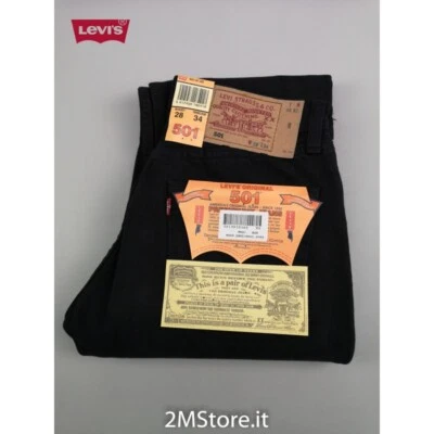 Jeans LEVI'S 501 Noir Classique Denim Droit Original VINTAGE Fit - Photo 1/4