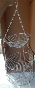 3-Tier Hanging Wire Fruit Basket – Chrome Kitchen Produce Storage Organizer 2.5' - Picture 1 of 4