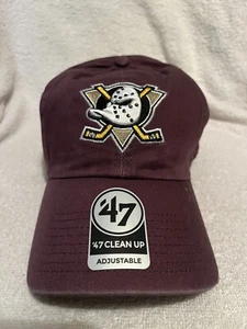 '47 Anaheim Ducks Clean Up Vintage Logo Adjustable Strap Hat Cap Plum NWT - Picture 1 of 5