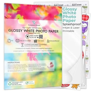 Evergreen Goods A4 Glänzendes Selbstklebendes Fotopapier 10 Blatt 200gsm Wass... - Afbeelding 1 van 9