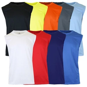 Men's Sleeveless Moisture Wicking Active Muscle Tees Gym Lounge Running - Picture 1 of 17