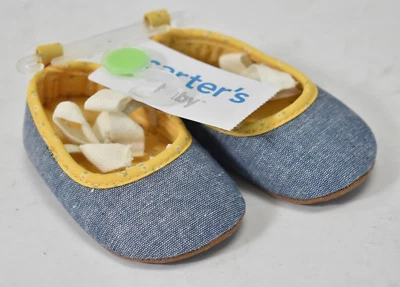 Carter's Bebé Niña Arco Cambray Mary Jane Cuna Zapatos Infantil Talla 0-3 Meses Azul Foto 1 de 4