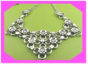 BRIGHTON JOAN OF ARC Flower Bib Silver Collar NECKLACE NWtag $82 50% - Picture 1 of 4