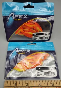 Apex 1” Shad Chartreuse Orange Paddle Tail Fishing 2 Packs of 12 - Picture 1 of 4