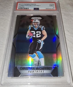 2017  Prizm Silver Rookie SSP Prizm #249 Christian McCaffrey (RC) PSA 9 MINT - Picture 1 of 7