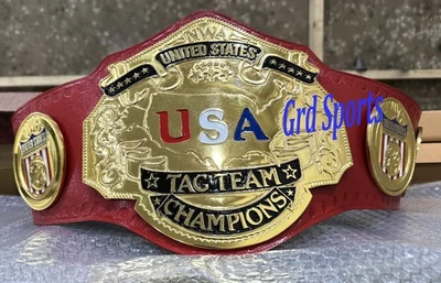Cinturón de campeonato de lucha de peso pesado NWA EE. UU. Tag Team 4 mm zinc chapado en oro Foto 1 de 4